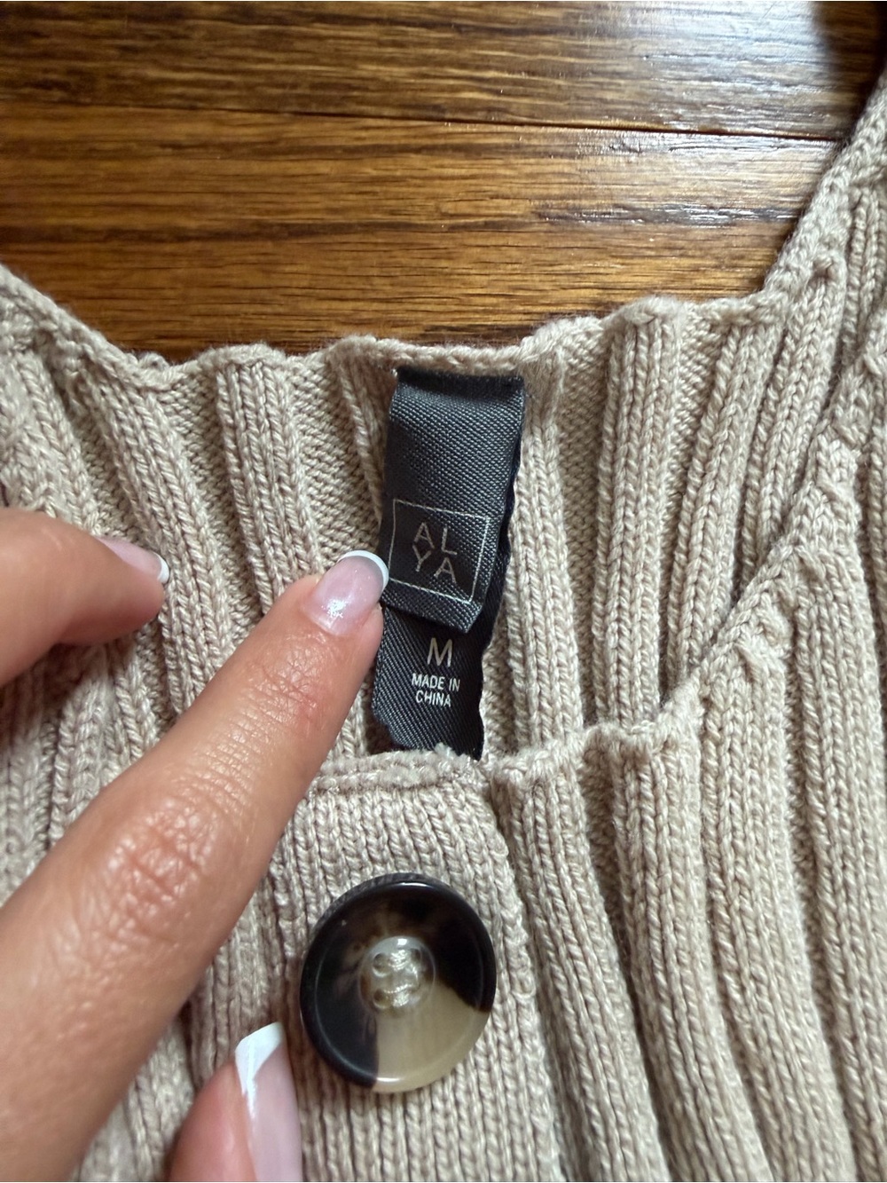 Francesca's Collections Ribbed Button-Front Tank Top — Beige - Picture 2 of 3